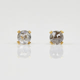Light grey salt & pepper round rose-cut diamond stud earrings in 18ct yellow gold.