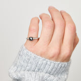 Platinum salt and pepper princess rose cut diamond engagement pavé ring
