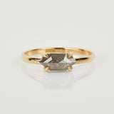 18ct yellow gold salt and pepper hexagon diamond engagement solitaire ring