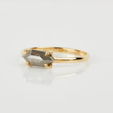 18ct yellow gold salt and pepper hexagon diamond engagement solitaire ring