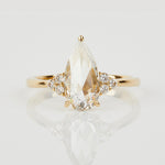 18ct yellow gold salt and pepper pear diamond engagement one-of-a-kind ring