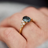 1.63ct Oval Teal Blue Sapphire Engagement Ring