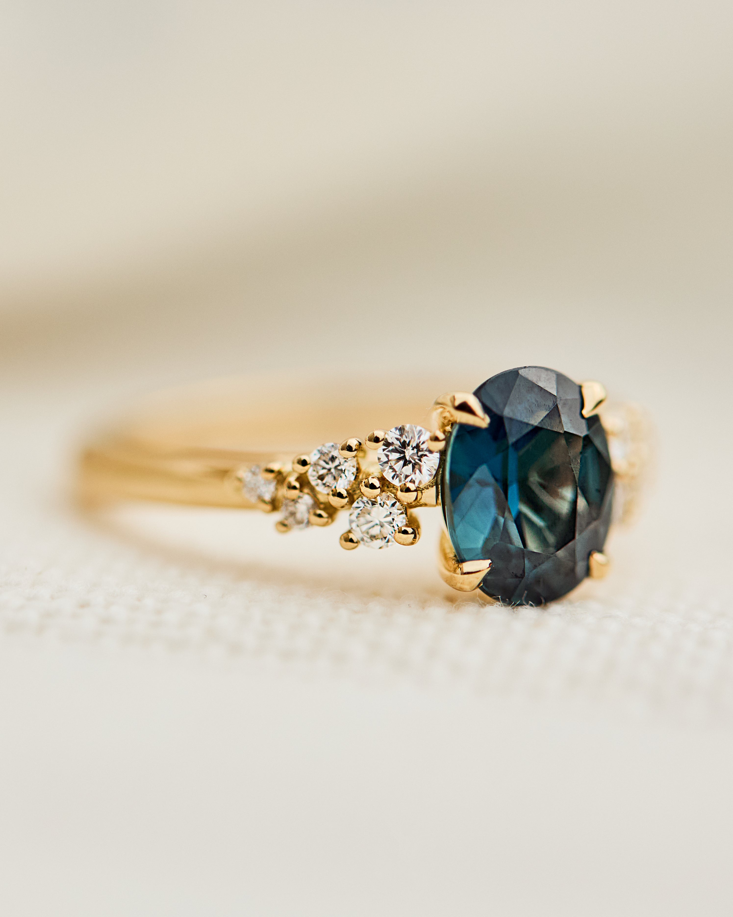 1.63ct Oval Teal Blue Sapphire Engagement Ring