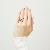 18ct yellow gold salt and pepper kite diamond engagement pavé ring