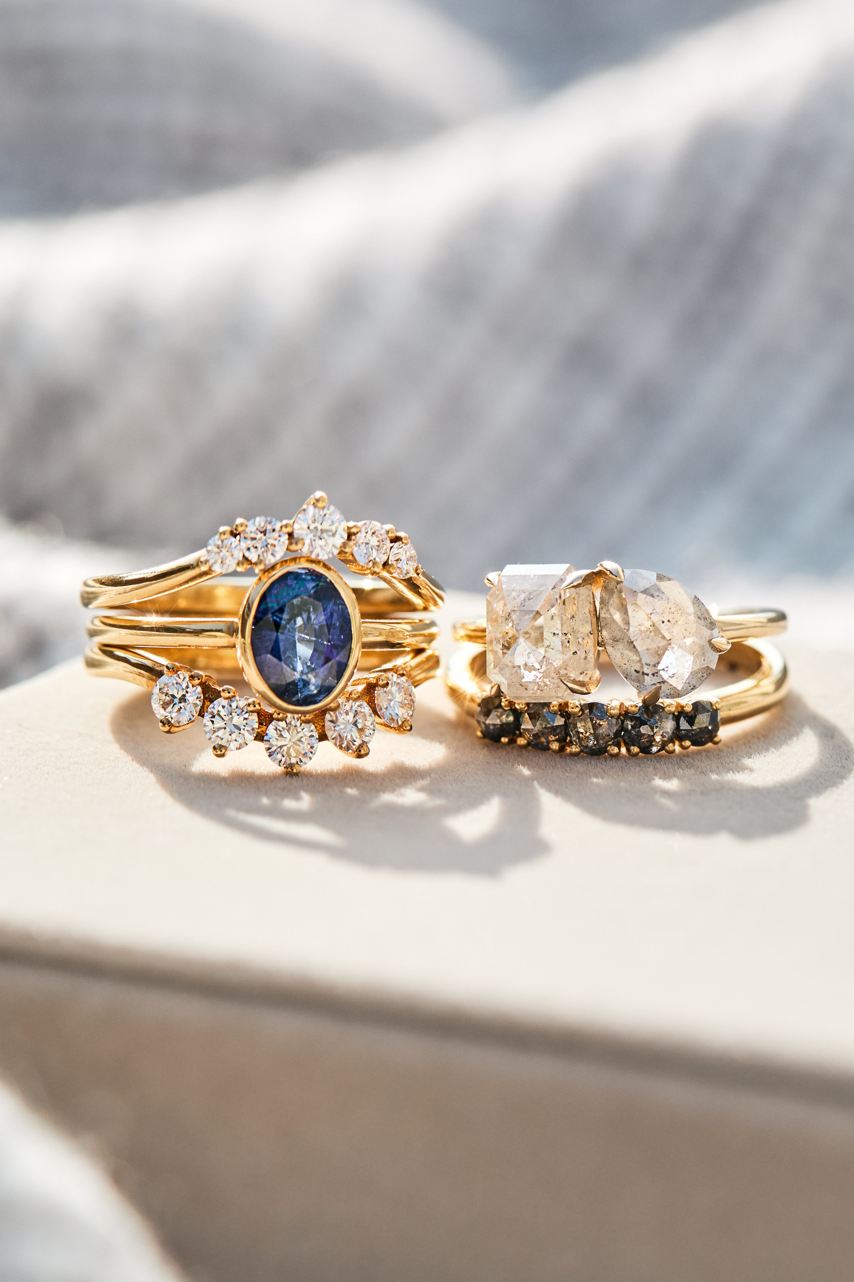 18 ct yellow gold ring stacks