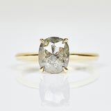 18ct yellow gold salt and pepper cushion cut diamond engagement solitaire ring