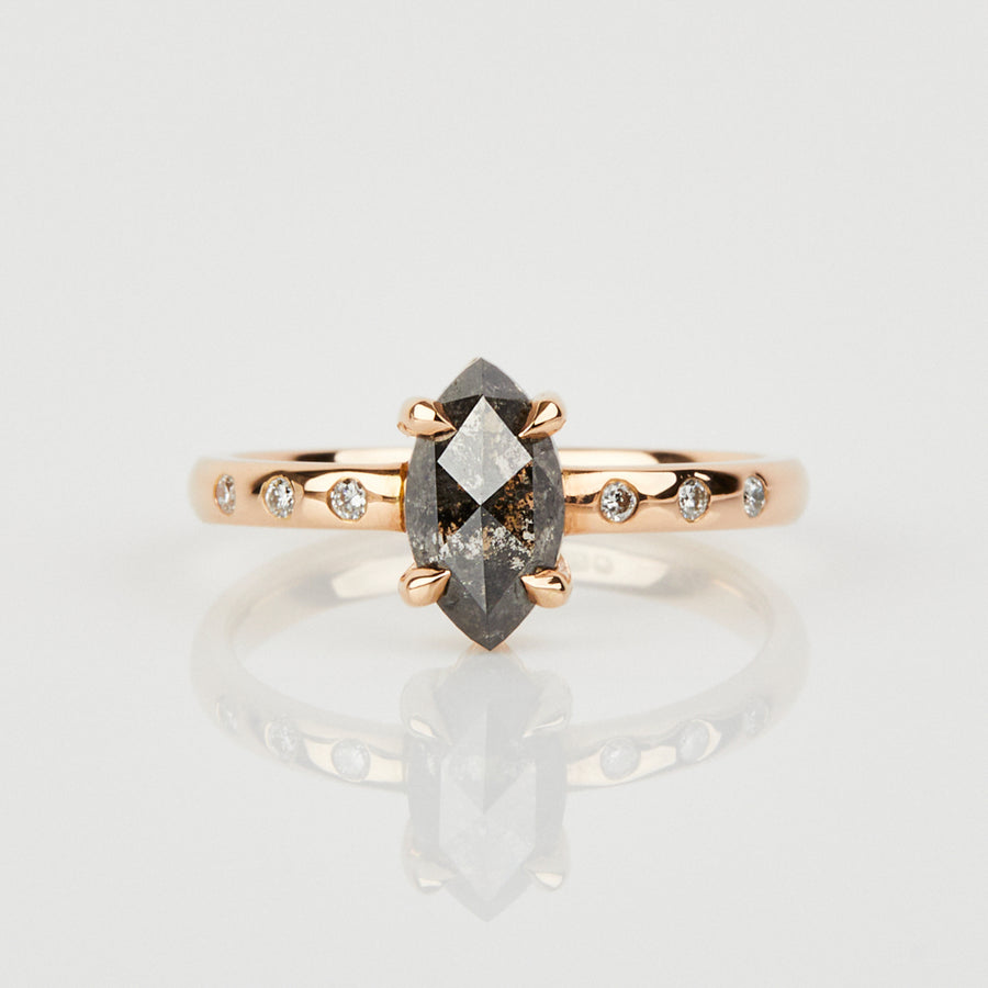 0.80ct Marquise Salt and Pepper Diamond Ring, Maia Setting
