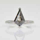 Platinum salt and pepper kite diamond engagement solitaire ring