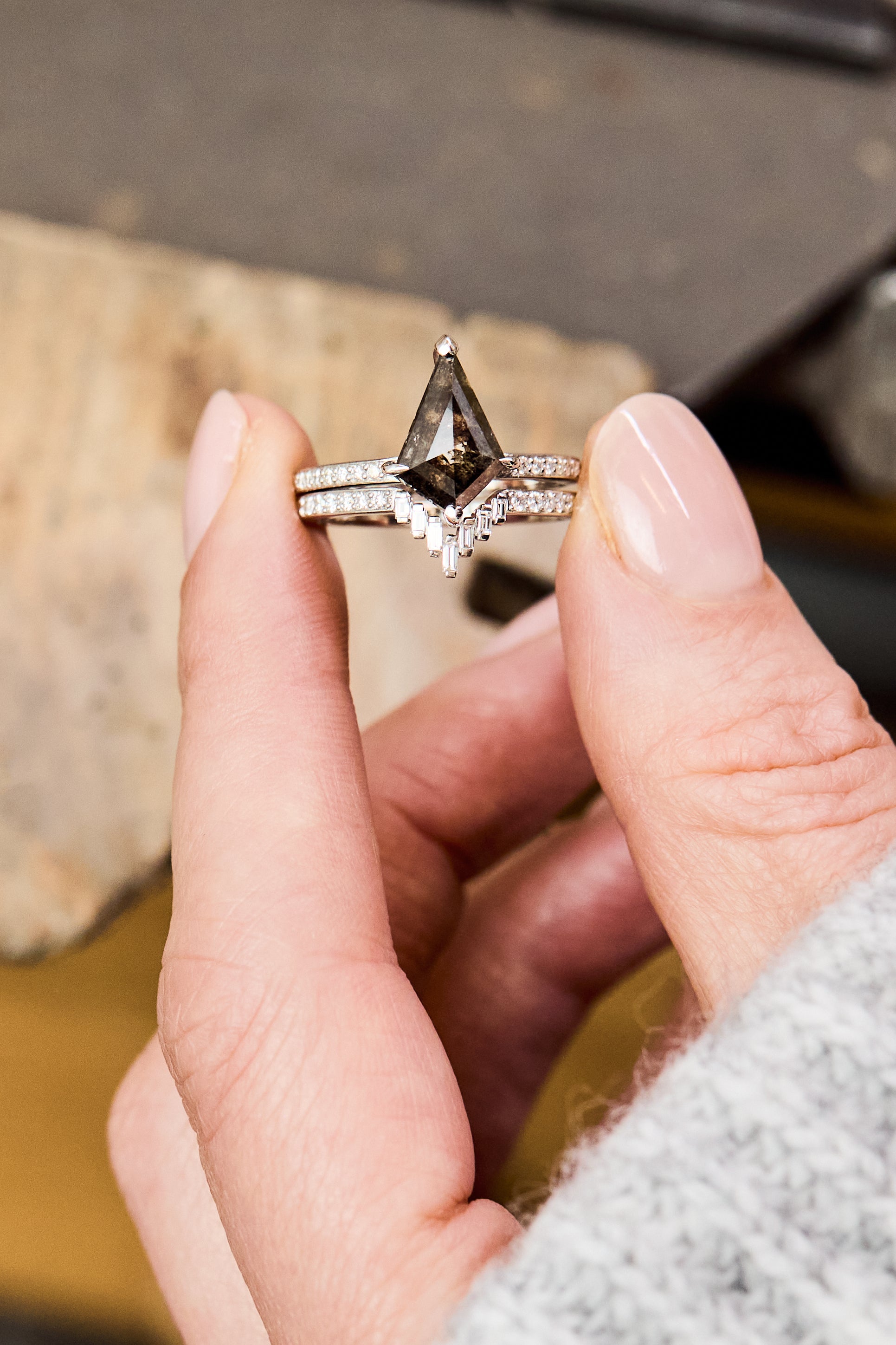 2ct Salt & Pepper Diamond Engagement Ring