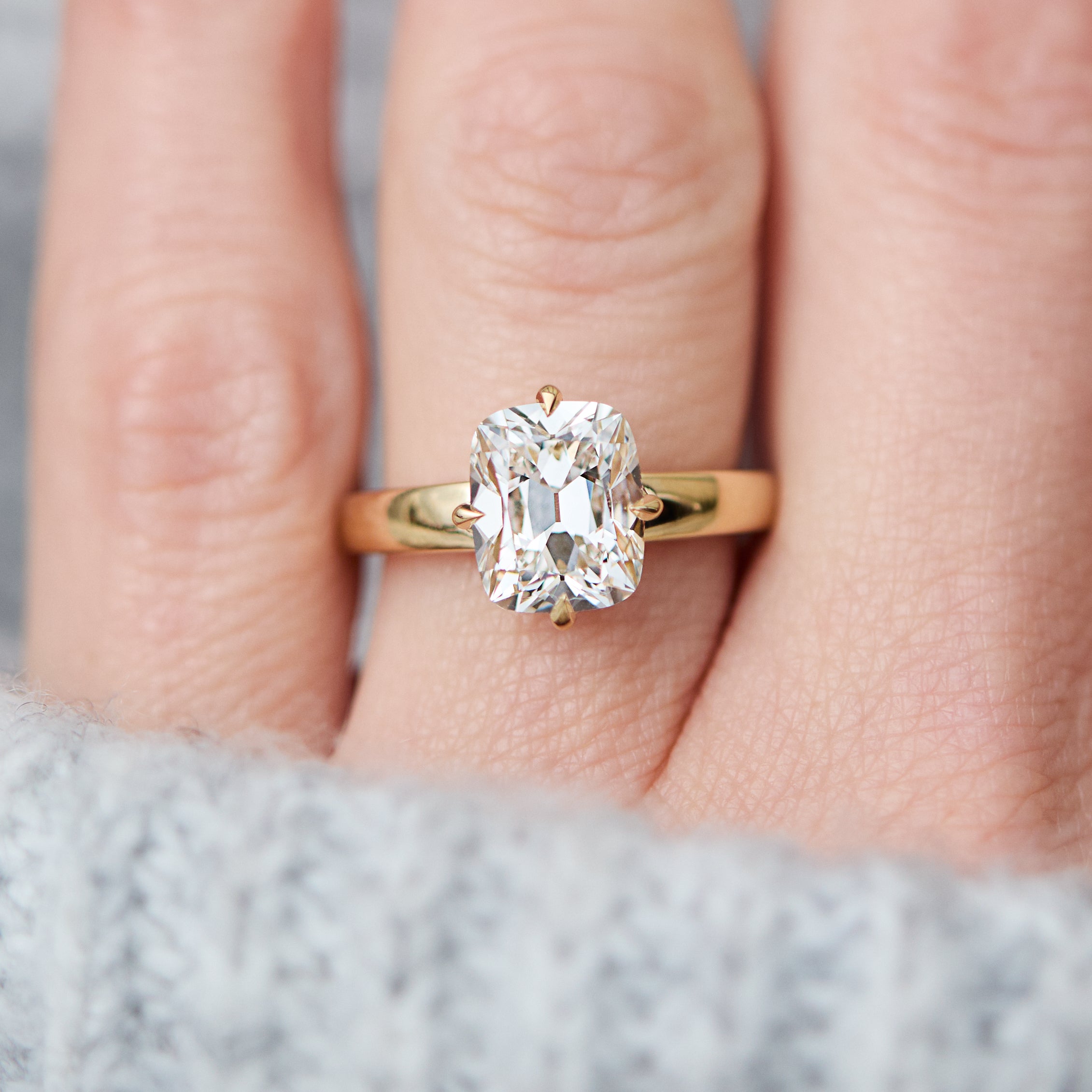 3ct Elongated Cushion Lab Grown Diamond Engagement Ring