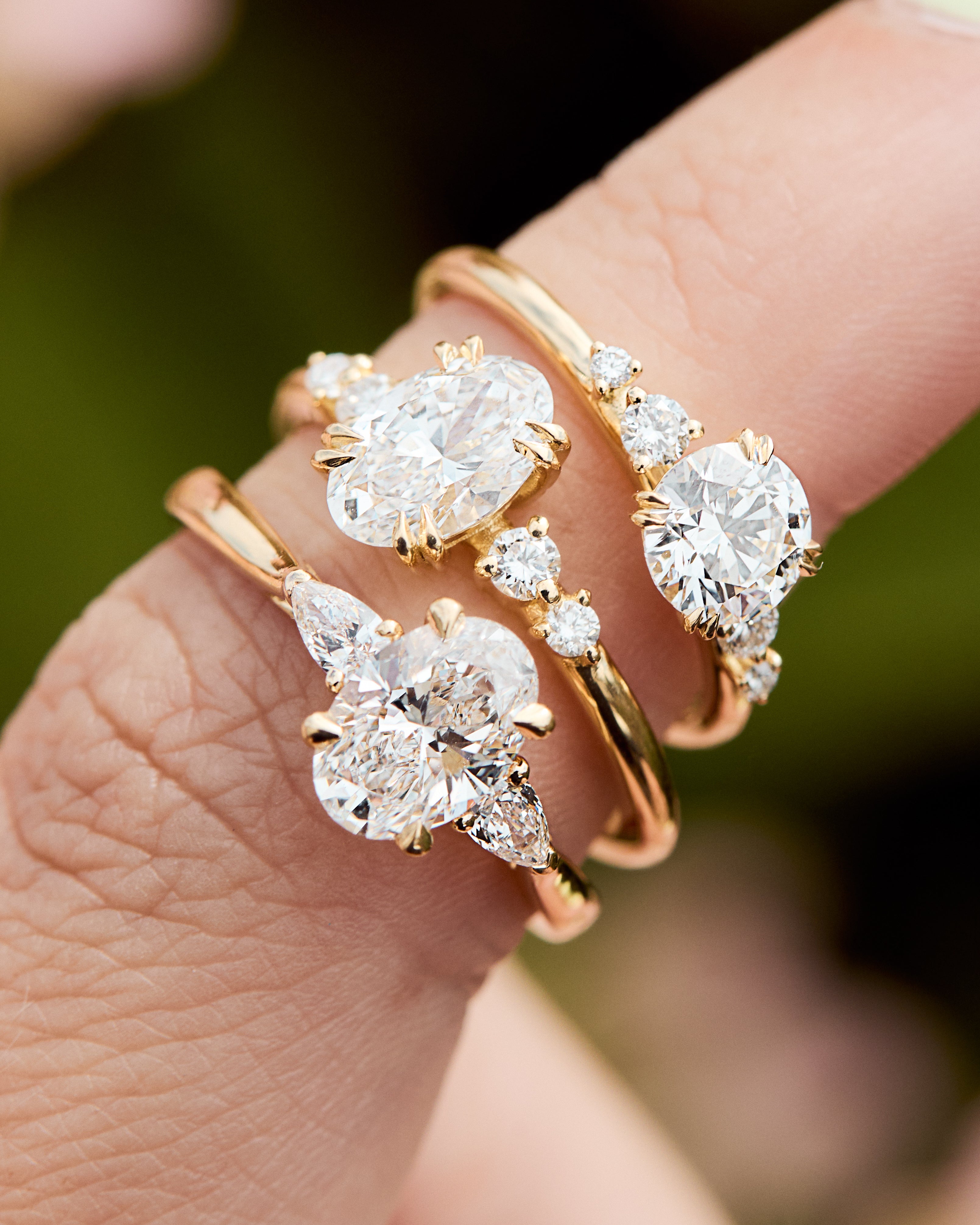 Lab-grown diamond yellow gold engagement rings