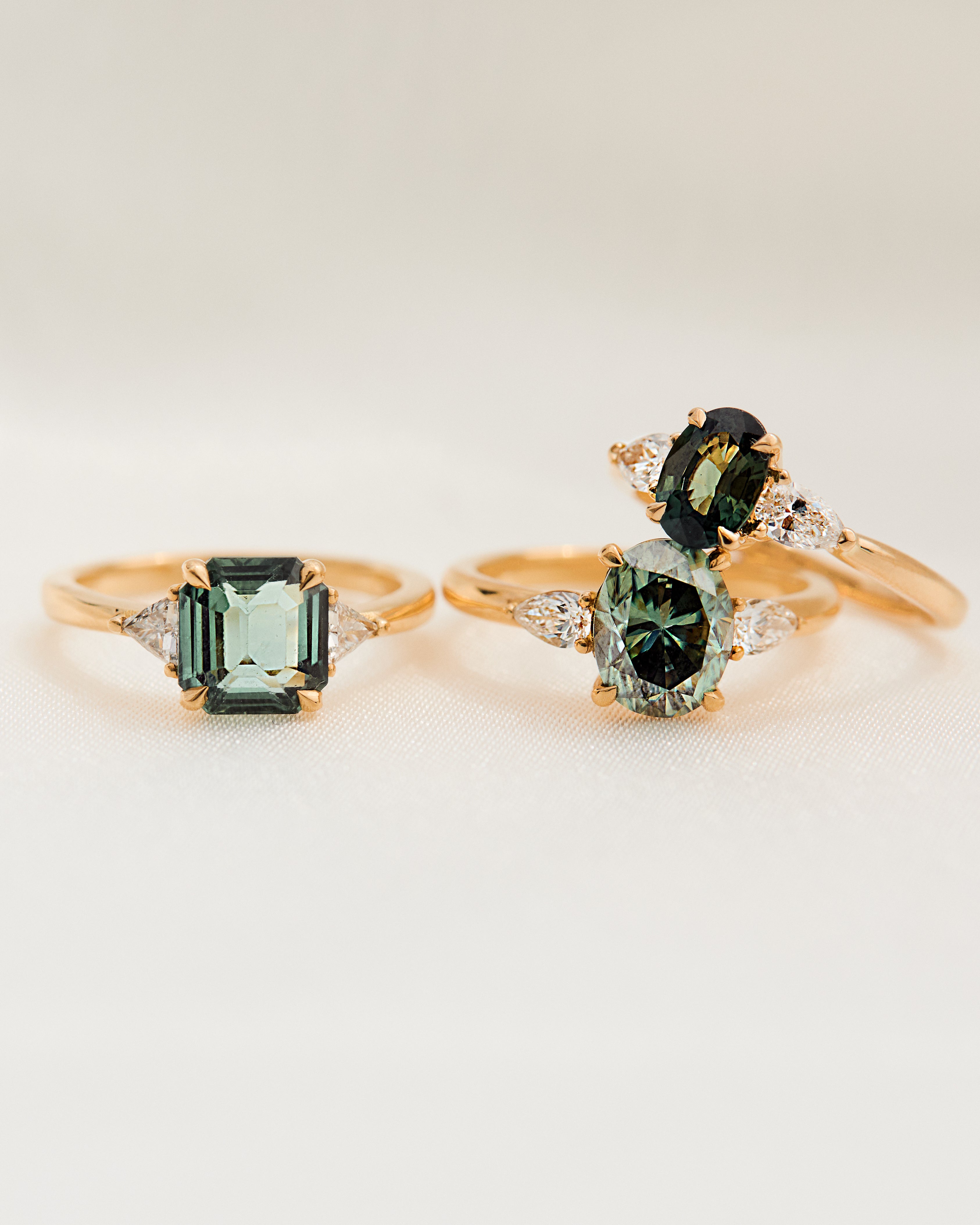 Coloured gemstone engagement rings