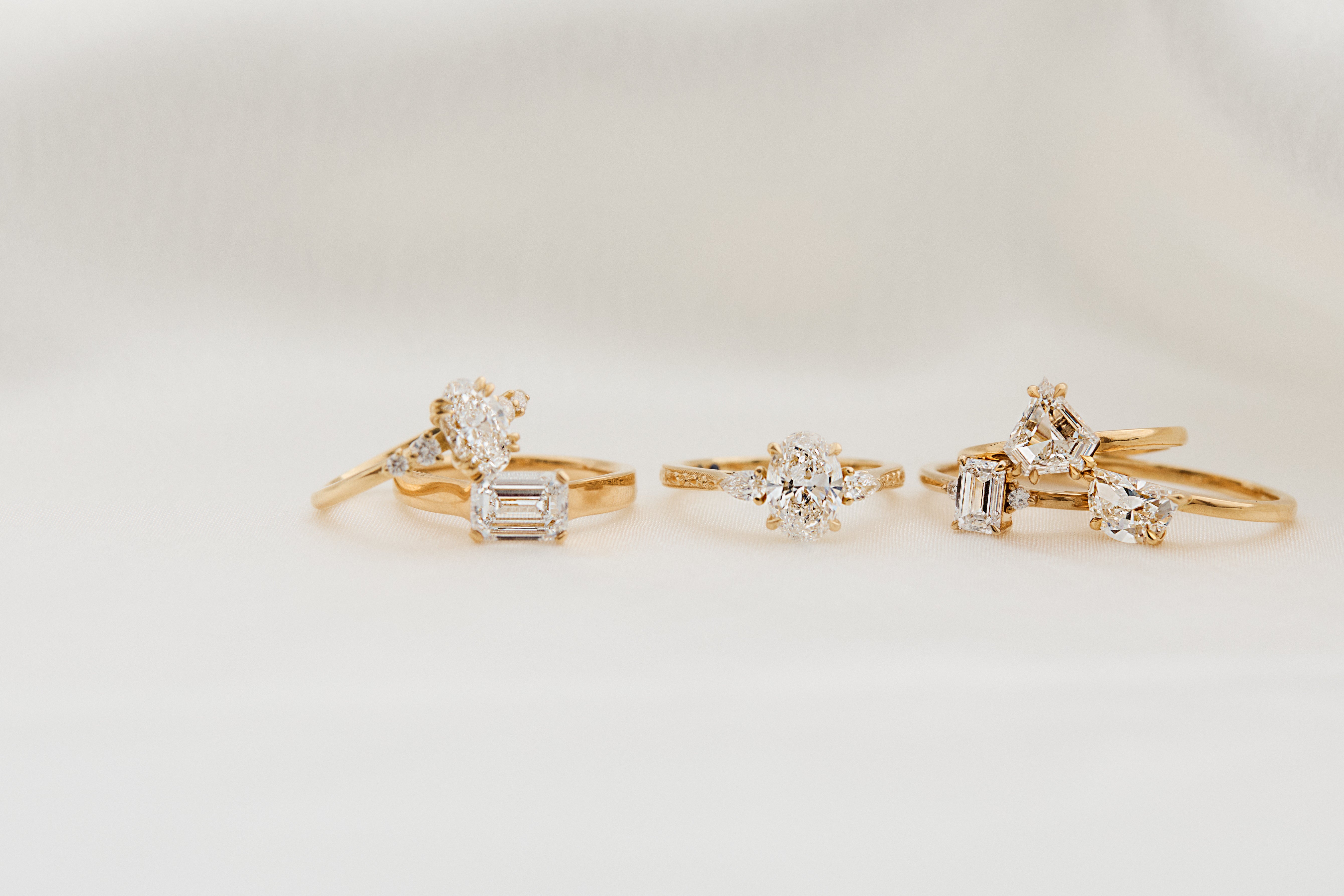 Lab-grown diamond yellow gold engagement rings