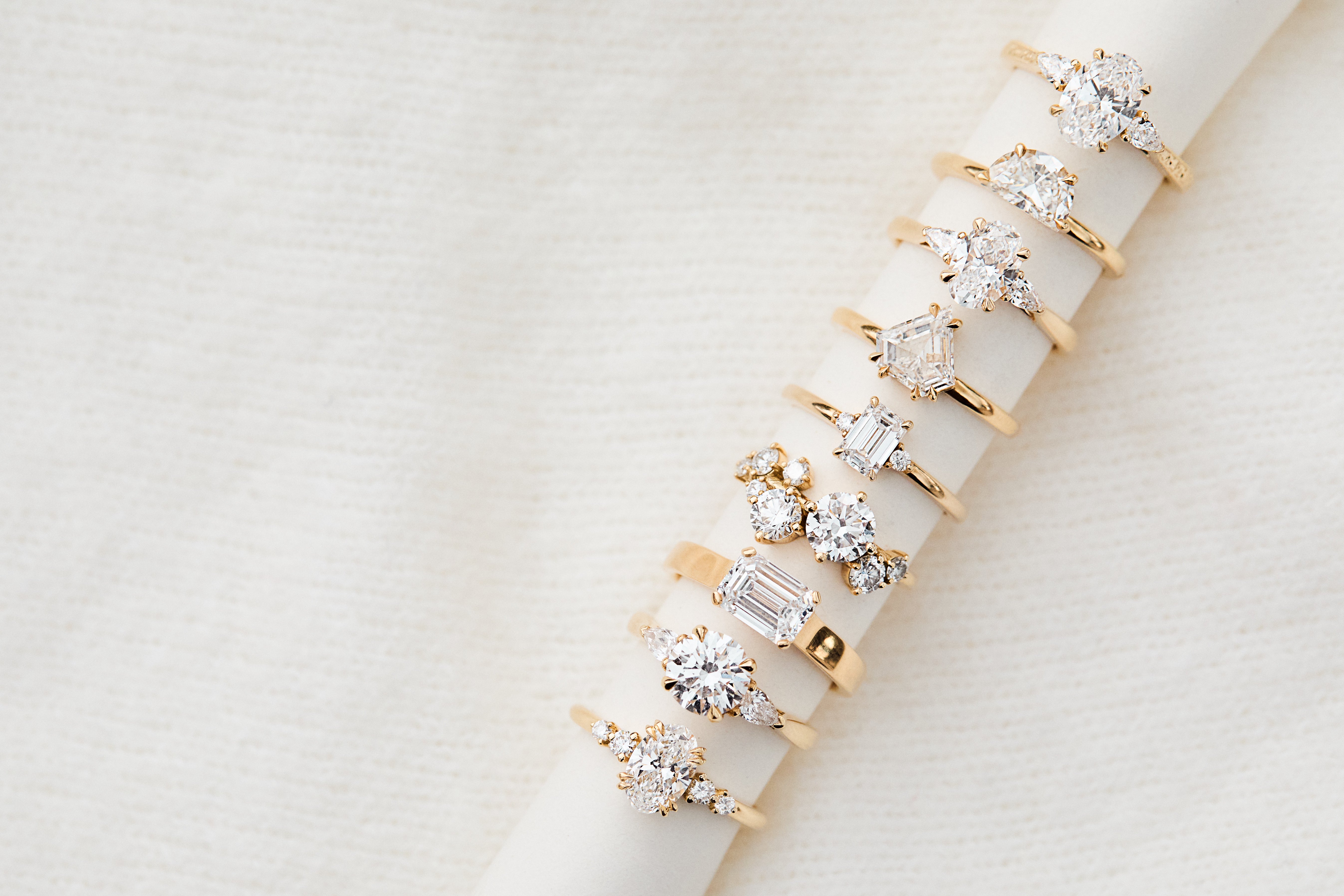 Lab-grown diamond yellow gold engagement rings