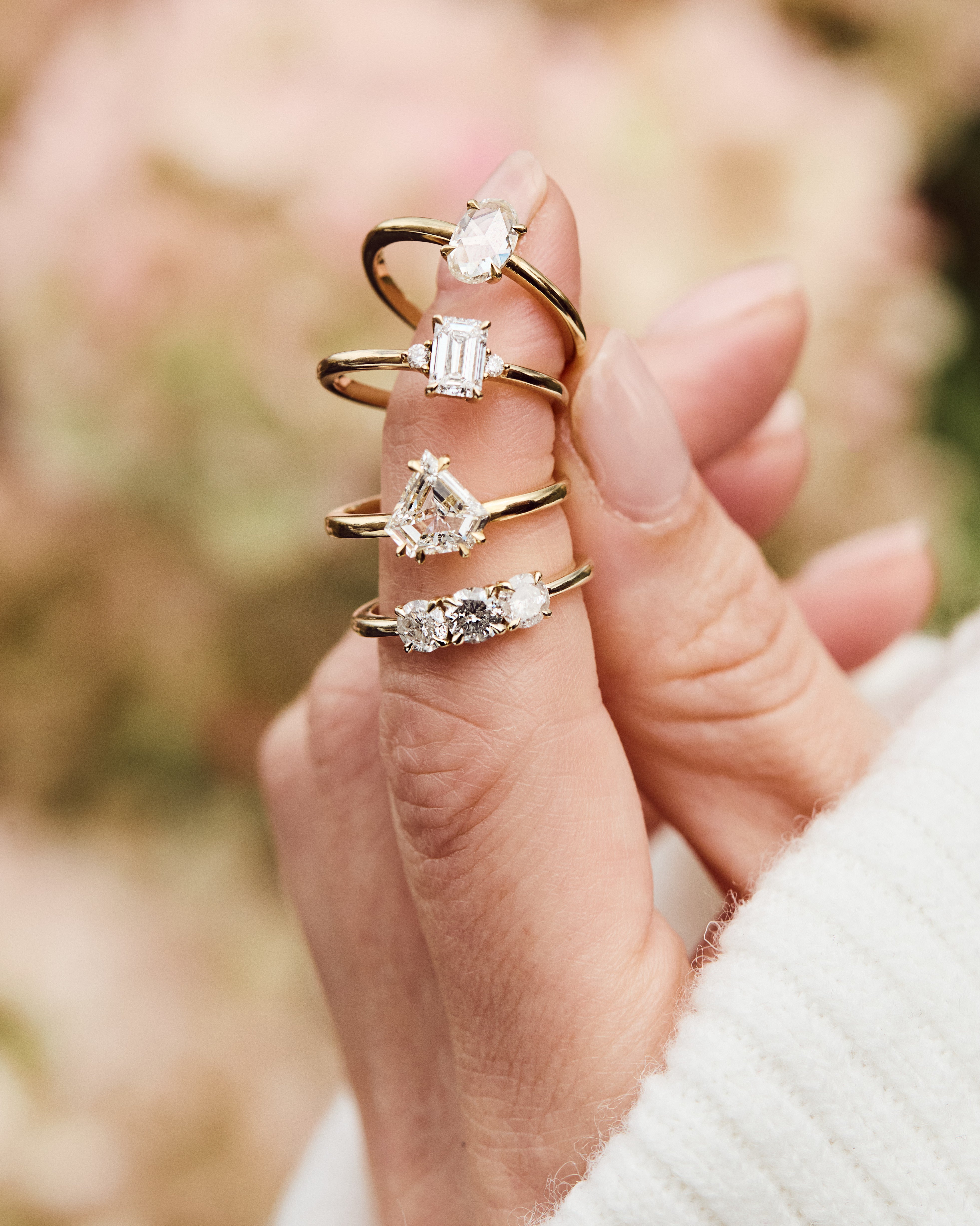 Lab-grown diamond yellow gold engagement rings