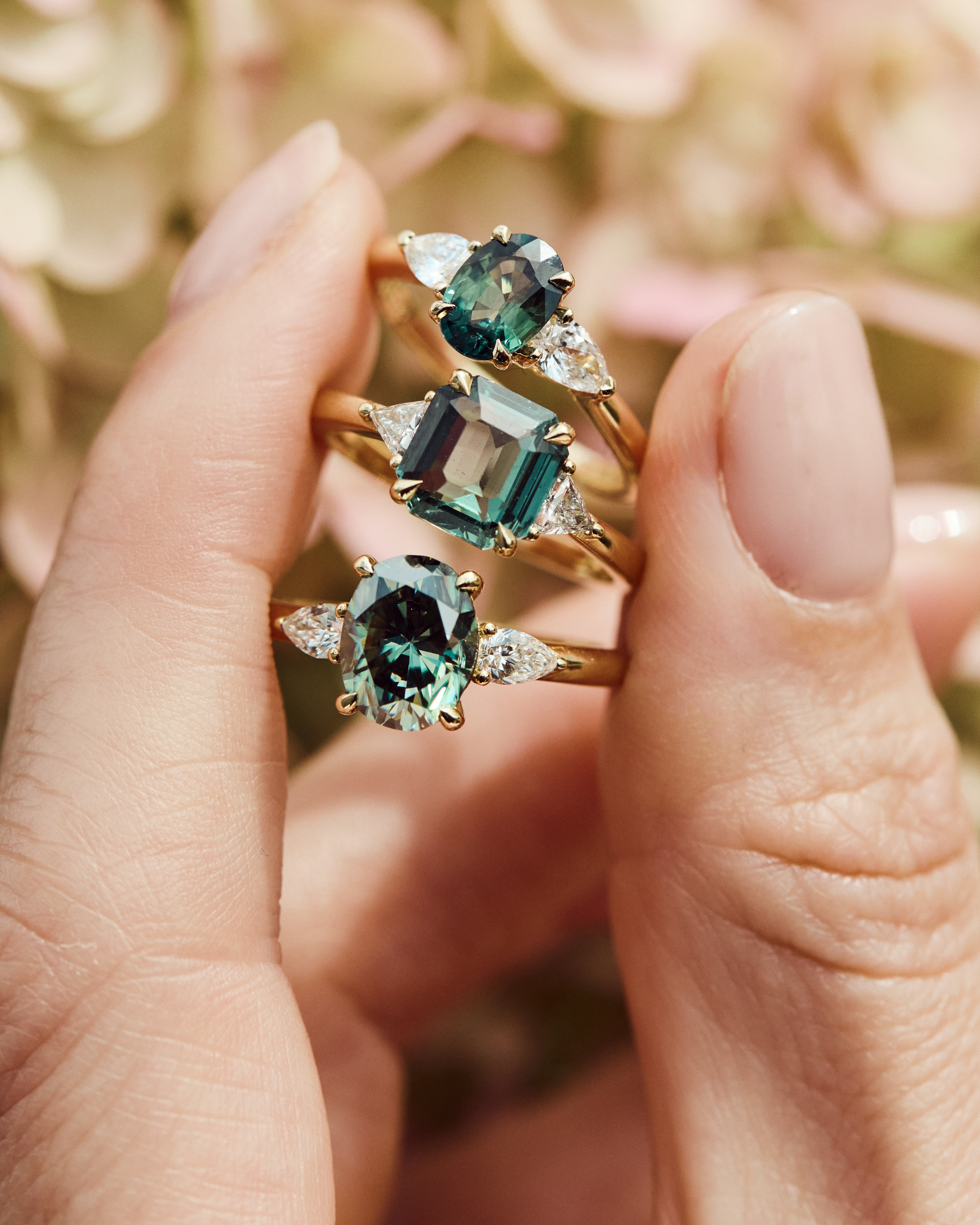 Coloured gemstone engagement rings