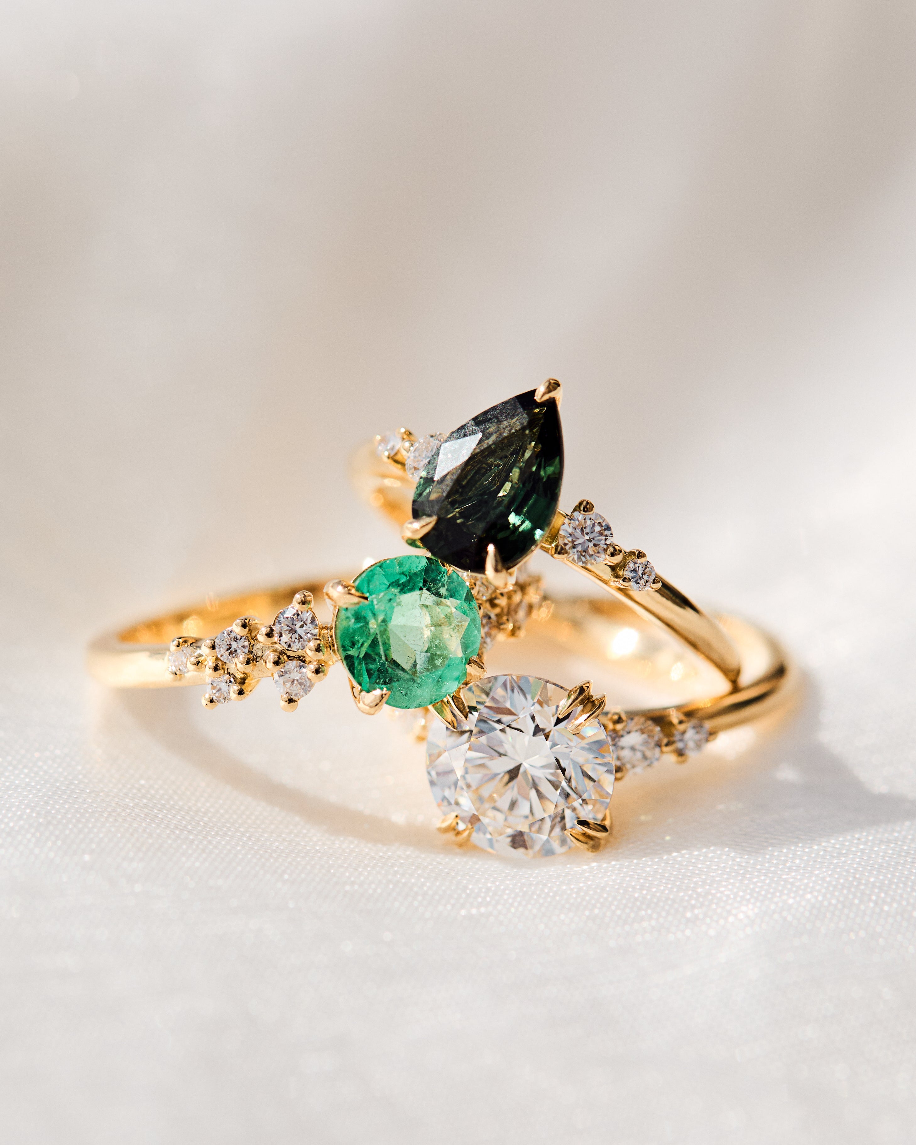 Round Brilliant Cut Colombian Emerald Engagement Ring