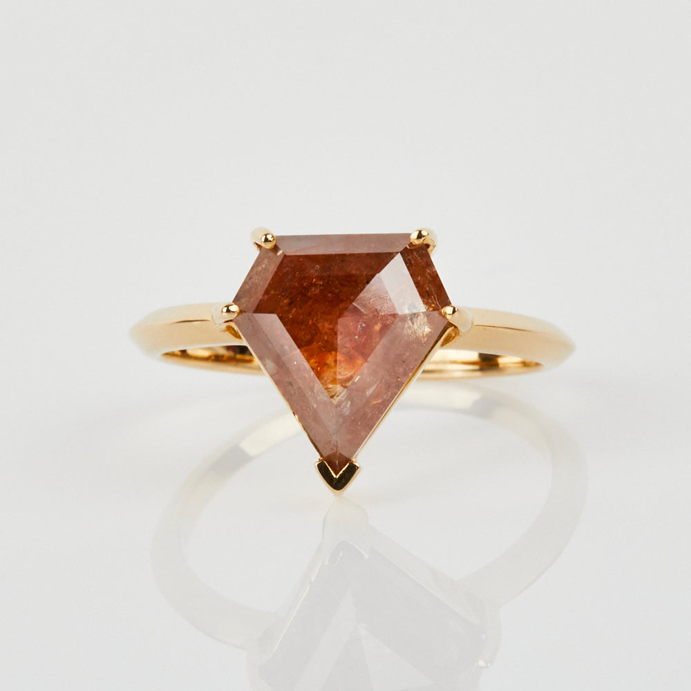 Brown shield Cut Diamond solitaire Ring