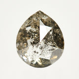 One-of-a-kind pear-shaped rose-cut dark grey salt and pepper diamond.