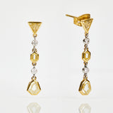 Handmade yellow sapphire and diamond drop earrings in 18ct yellow gold.