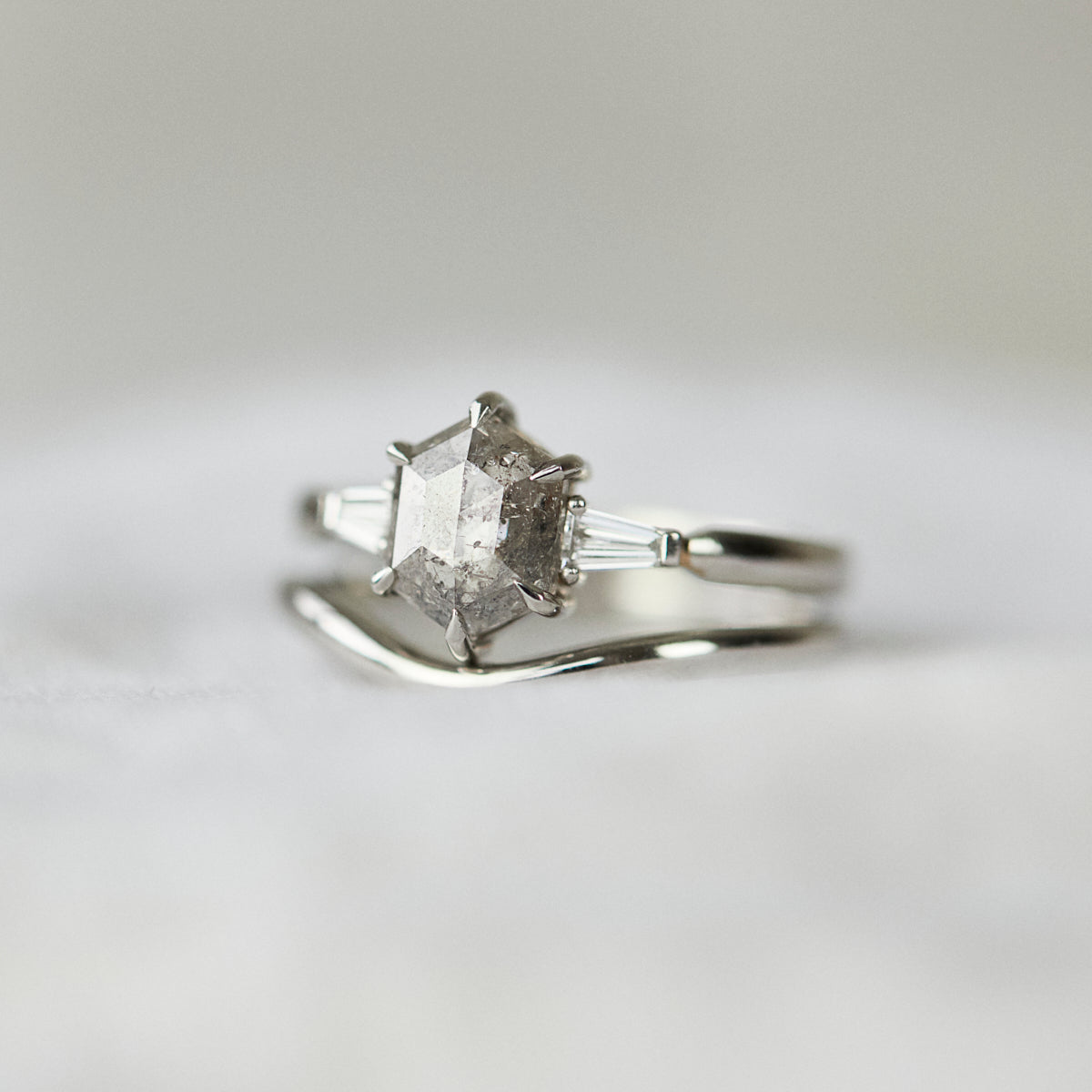 Salt and pepper engagement ring