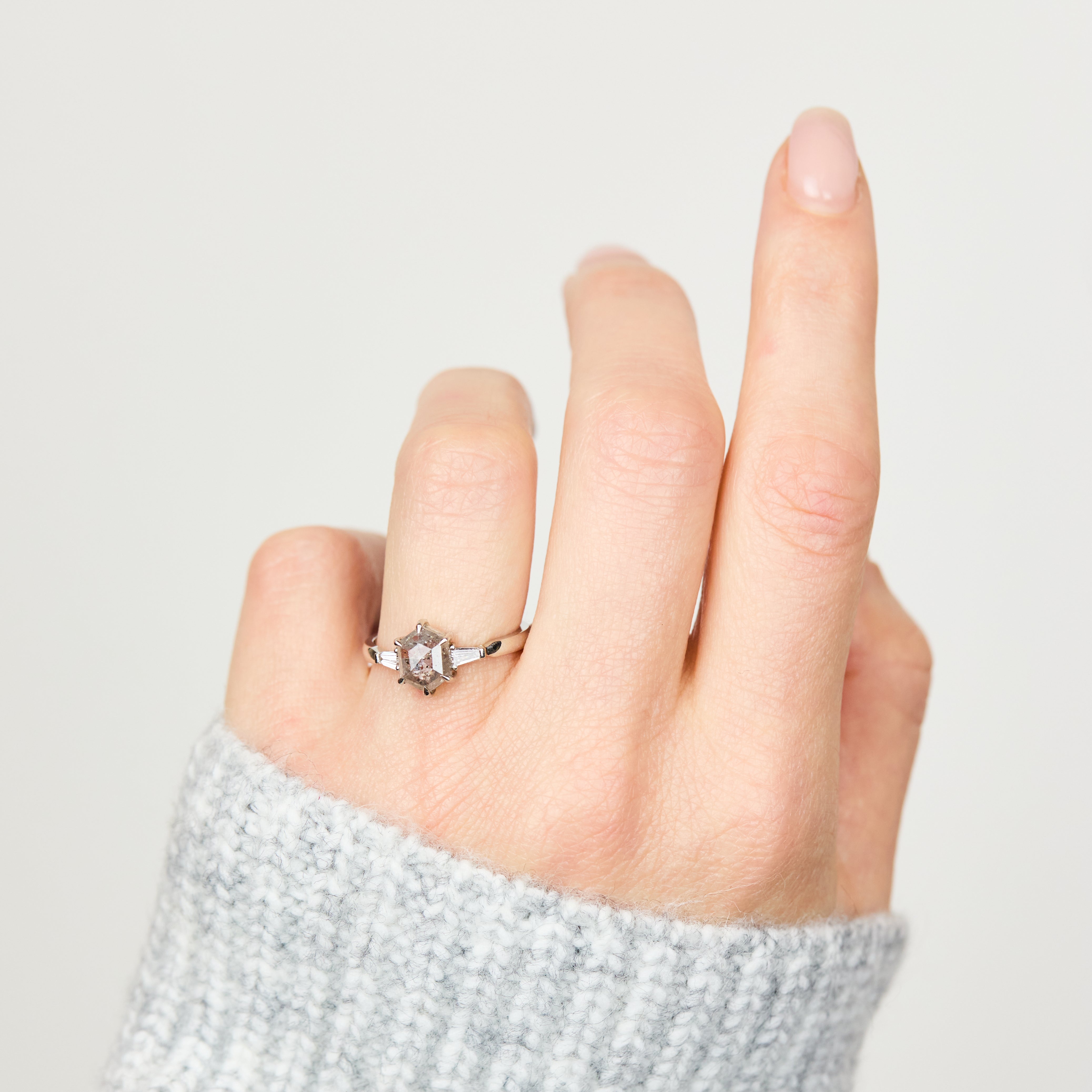 Salt and pepper engagement ring