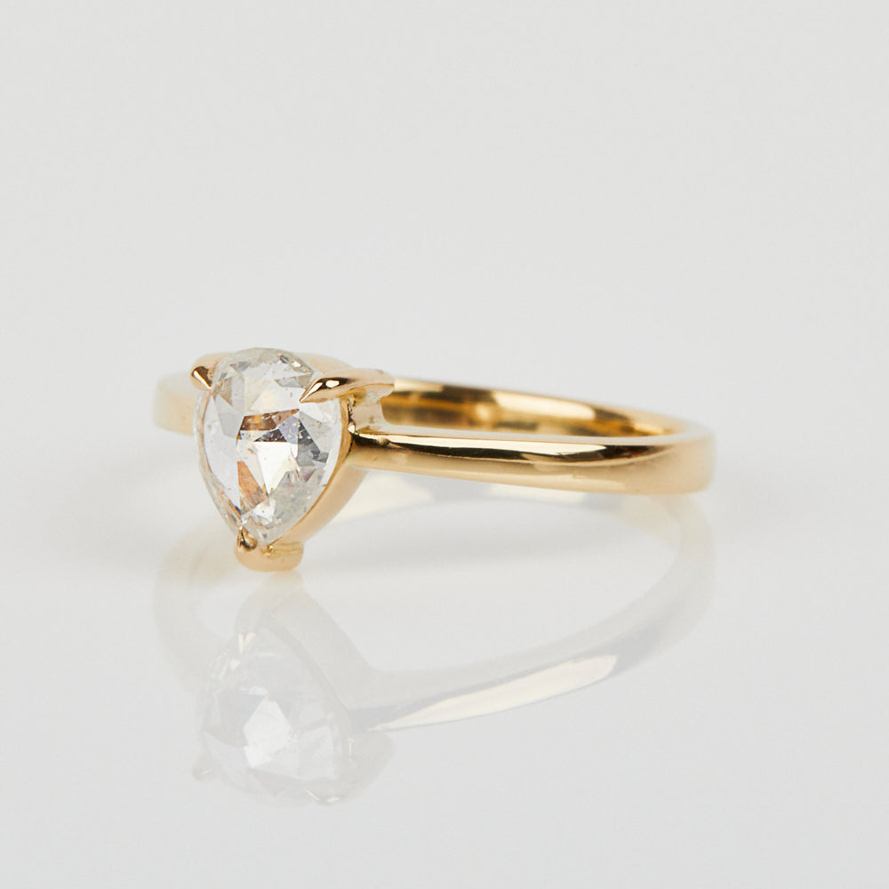 Icy Salt and Pepper Solitaire diamond ring