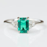 Lab-Grown Emerald Cut Emerald Engagement Ring