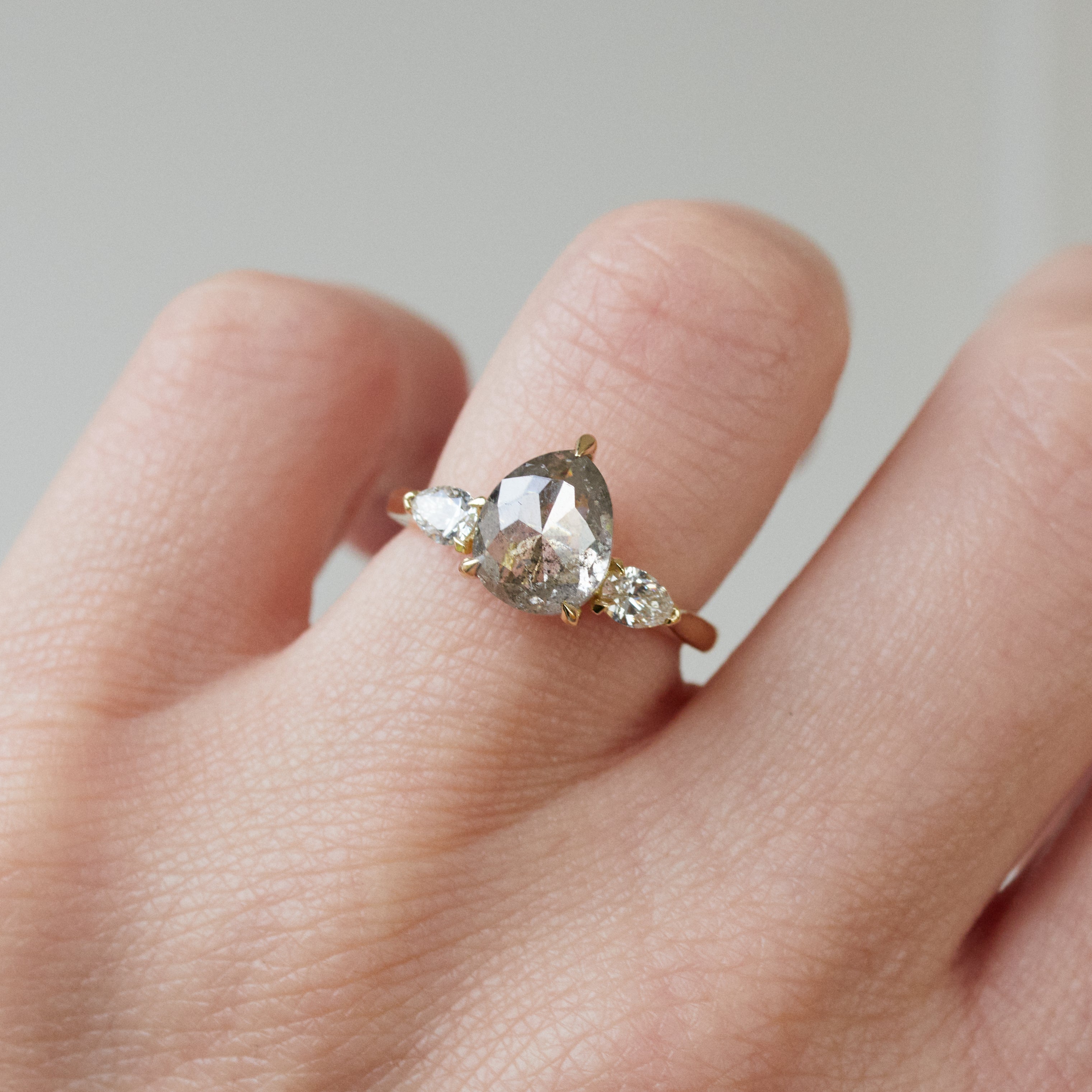 salt and pepper engagement ring