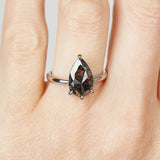 Platinum salt and pepper pear diamond engagement solitaire ring