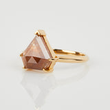 Rustic orange shield Cut Diamond solitaire Ring