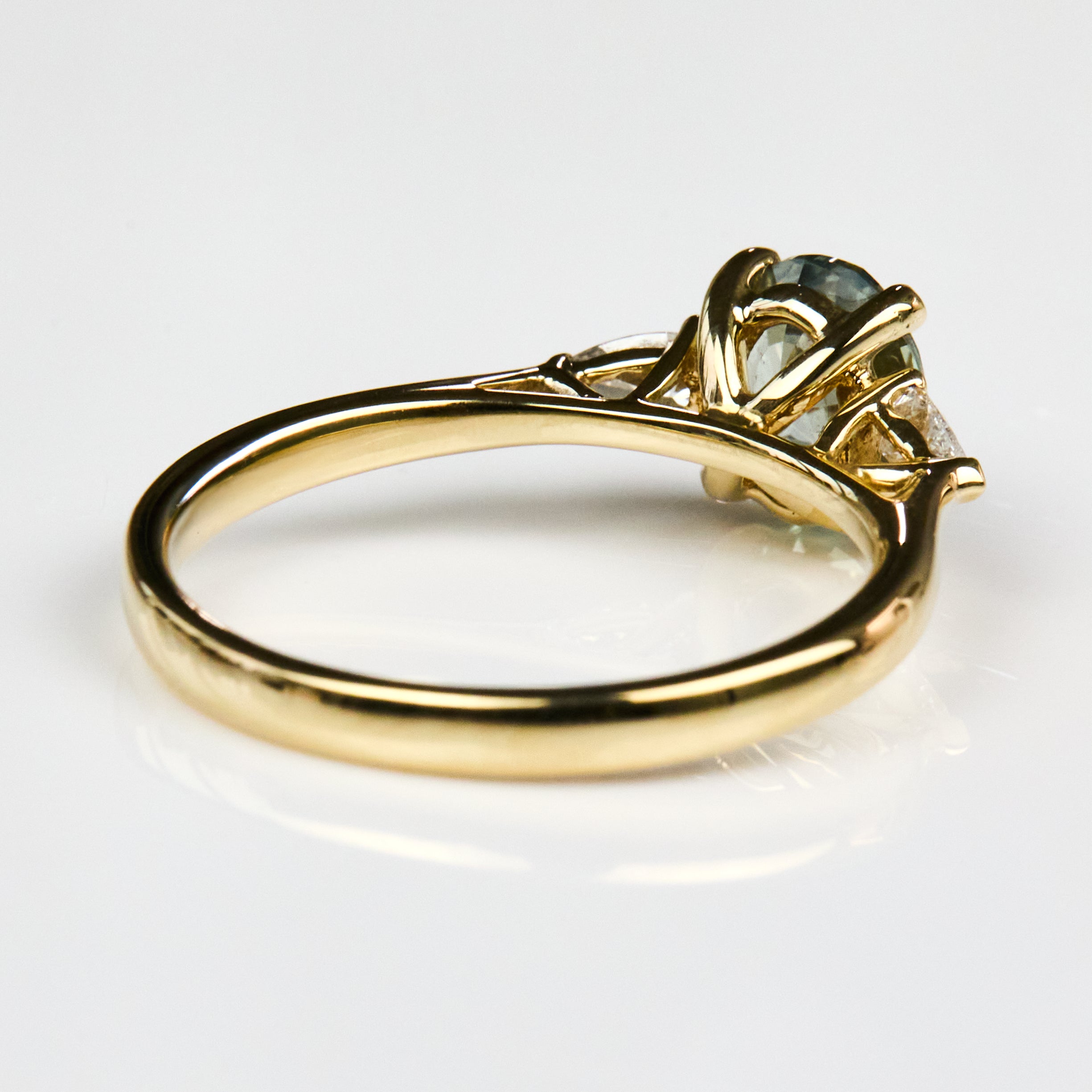 Oval Unheated Green Sapphire Engagement Ring