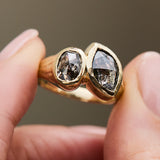 Marquise & Oval Salt and Pepper Diamond Engagement Ring, One of a Kind