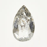 Timeless pear-shaped rose-cut ethically sourced salt and pepper diamond.