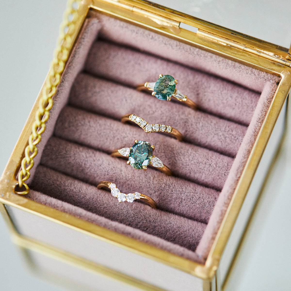 Coloured gemstone engagement rings
