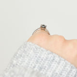 Platinum salt and pepper princess rose cut diamond engagement pavé ring