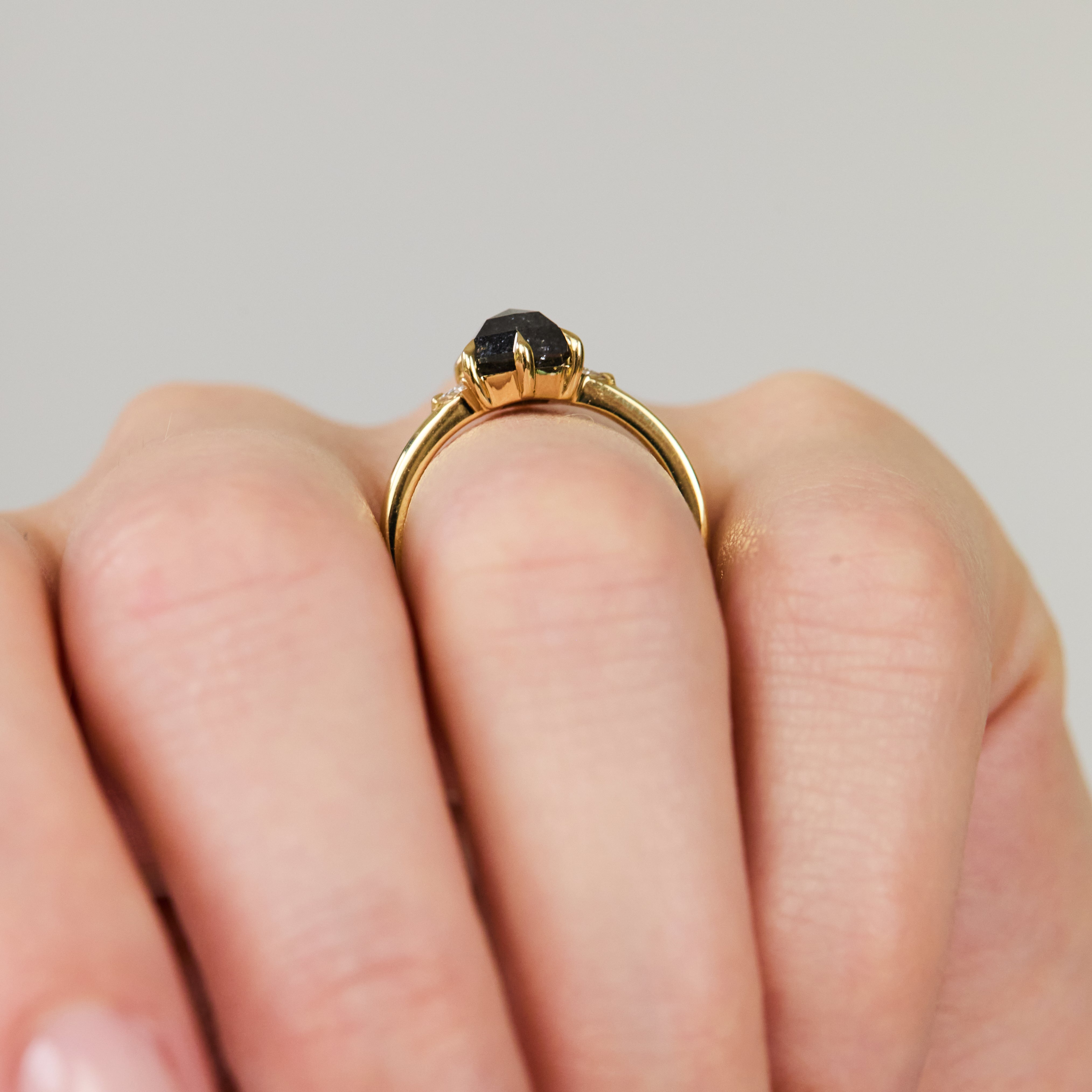 Salt and pepper engagement ring