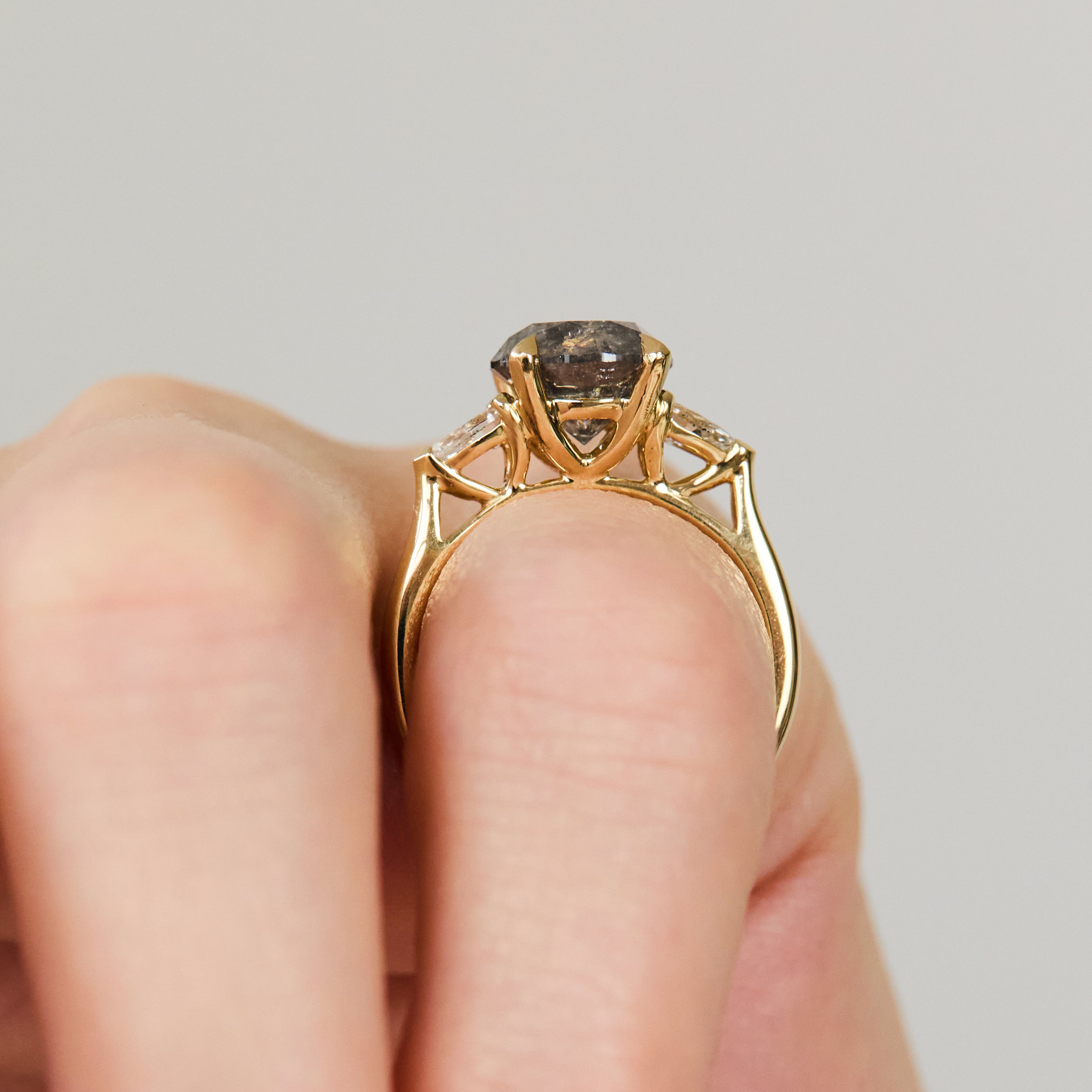 Salt and pepper engagement ring