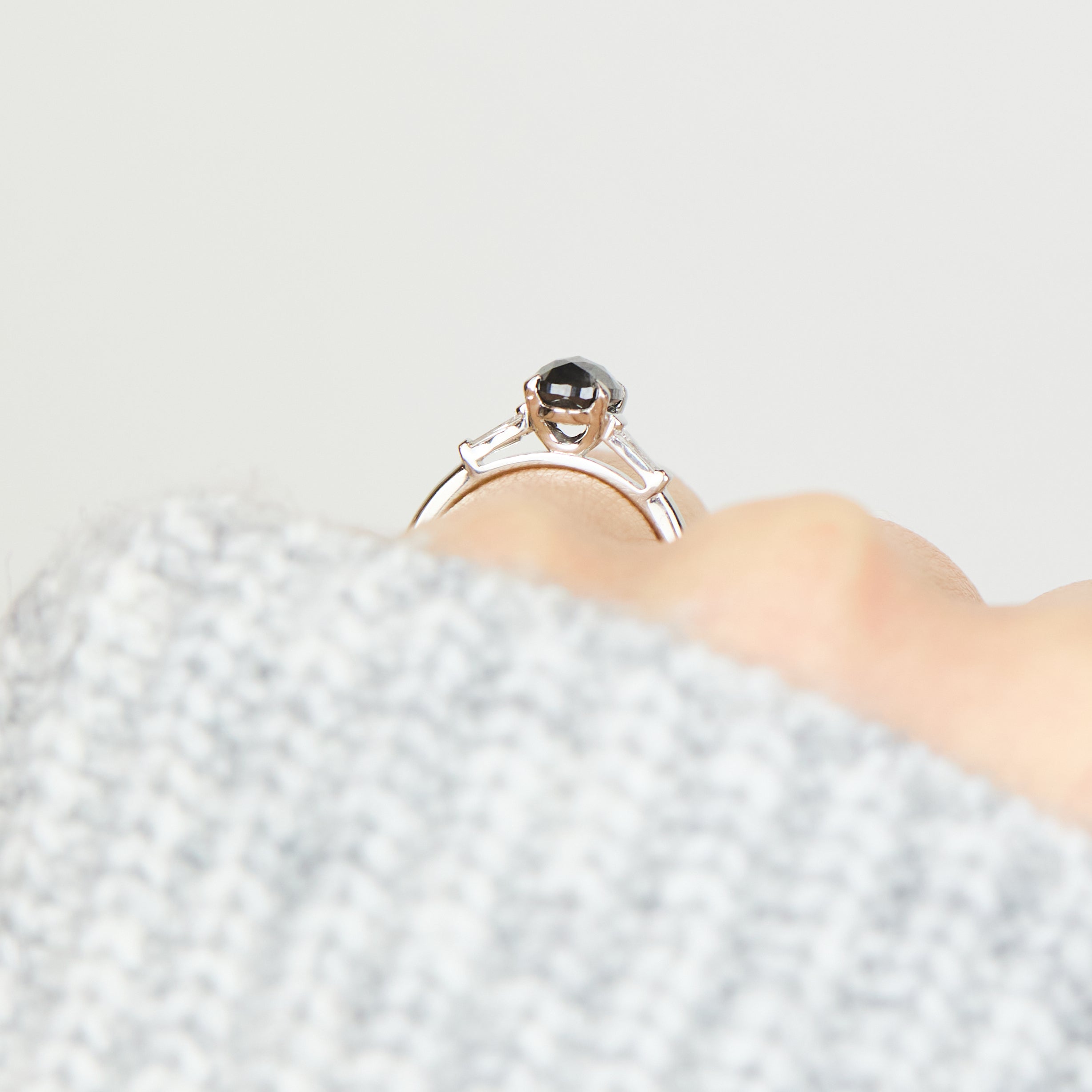 Salt and pepper engagement ring