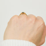 Oval Teal Sapphire Engagement Ring, One of a Kind, 18ct Yellow Gold