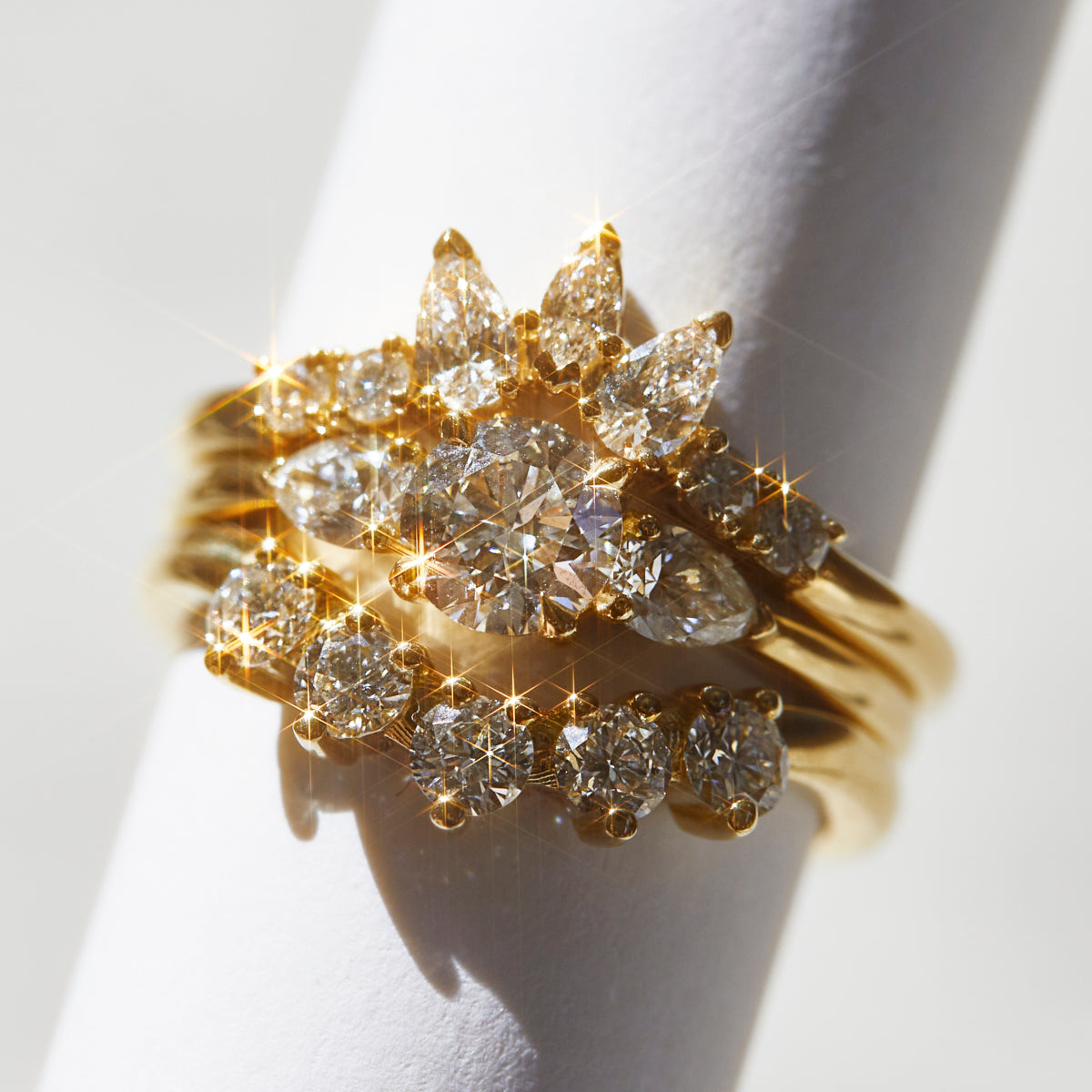 18ct yellow gold brilliant round cut trilogy lab grown diamond ring UK