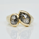 Marquise & Oval Salt and Pepper Diamond Engagement Ring, One of a Kind
