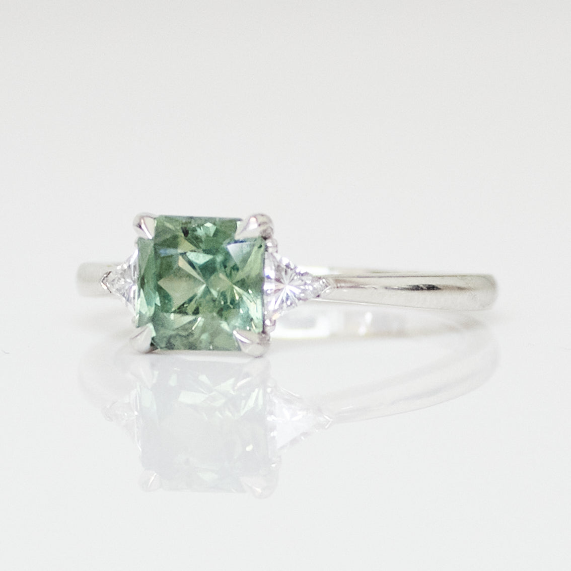 Green Sapphire Engagement Ring, Freya Setting