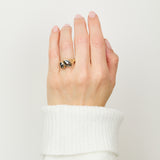 Marquise & Oval Salt and Pepper Diamond Engagement Ring, One of a Kind