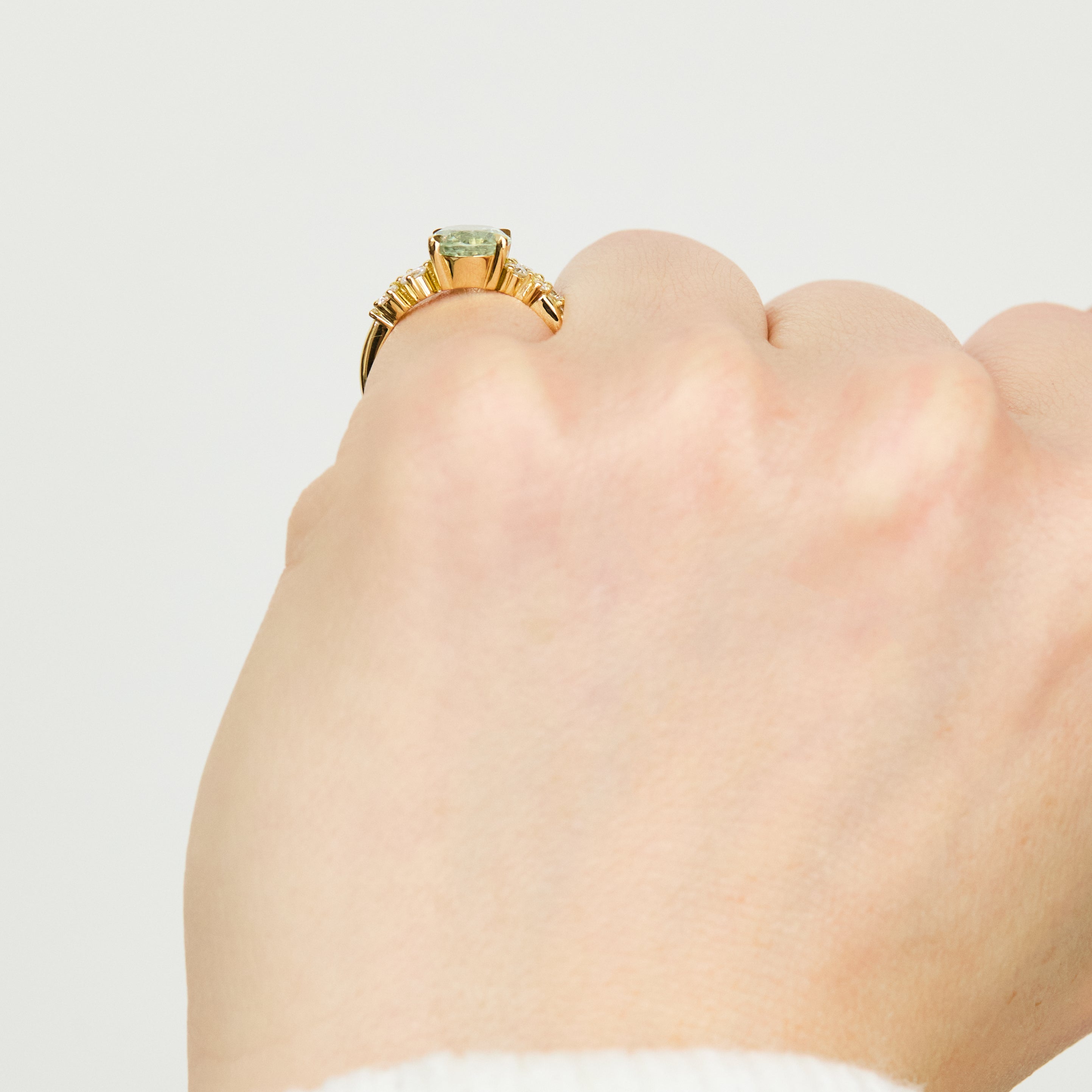 Oval Montana Mint Green Sapphire 
Engagement Ring, Cruz Setting