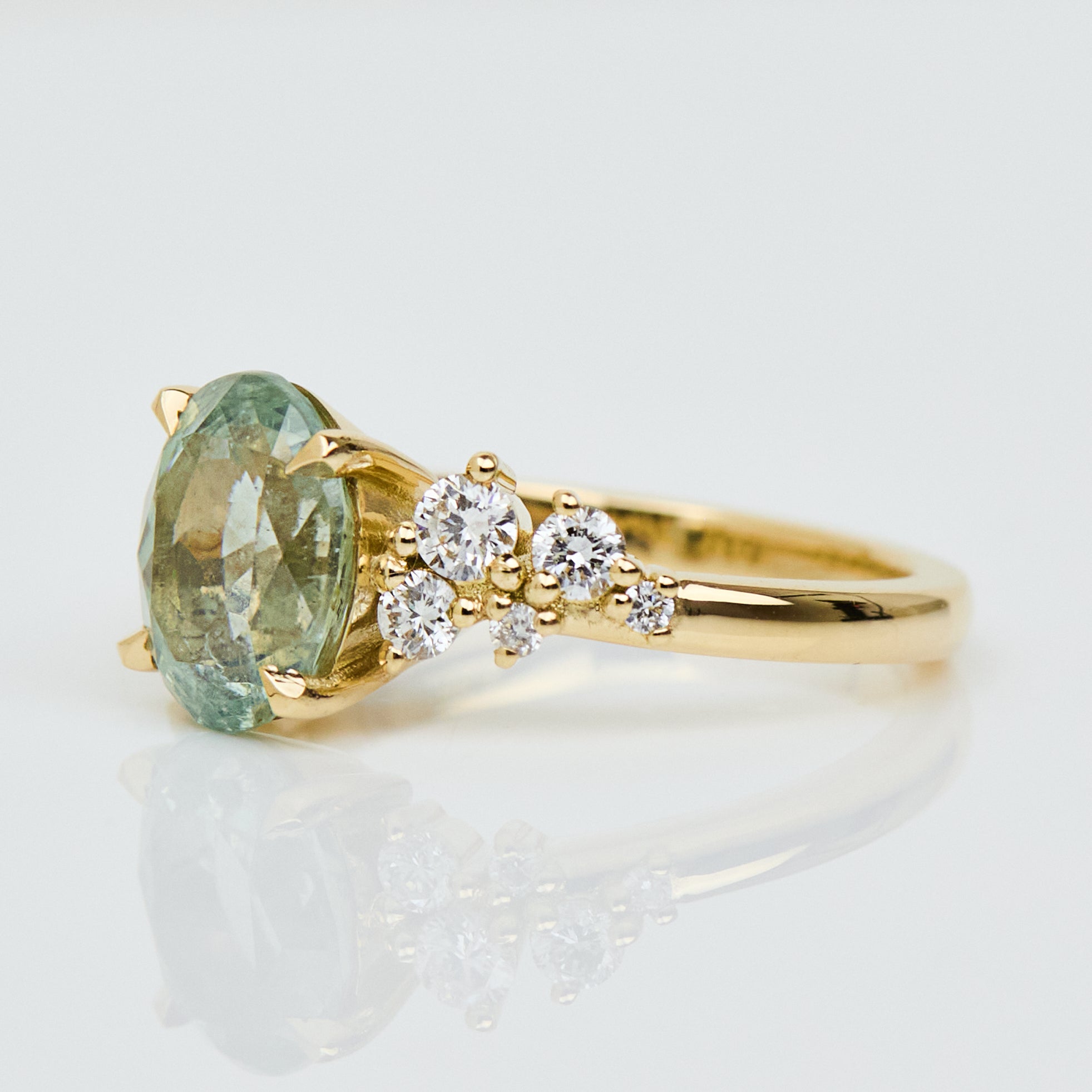 Oval Montana Mint Green Sapphire 
Engagement Ring, Cruz Setting