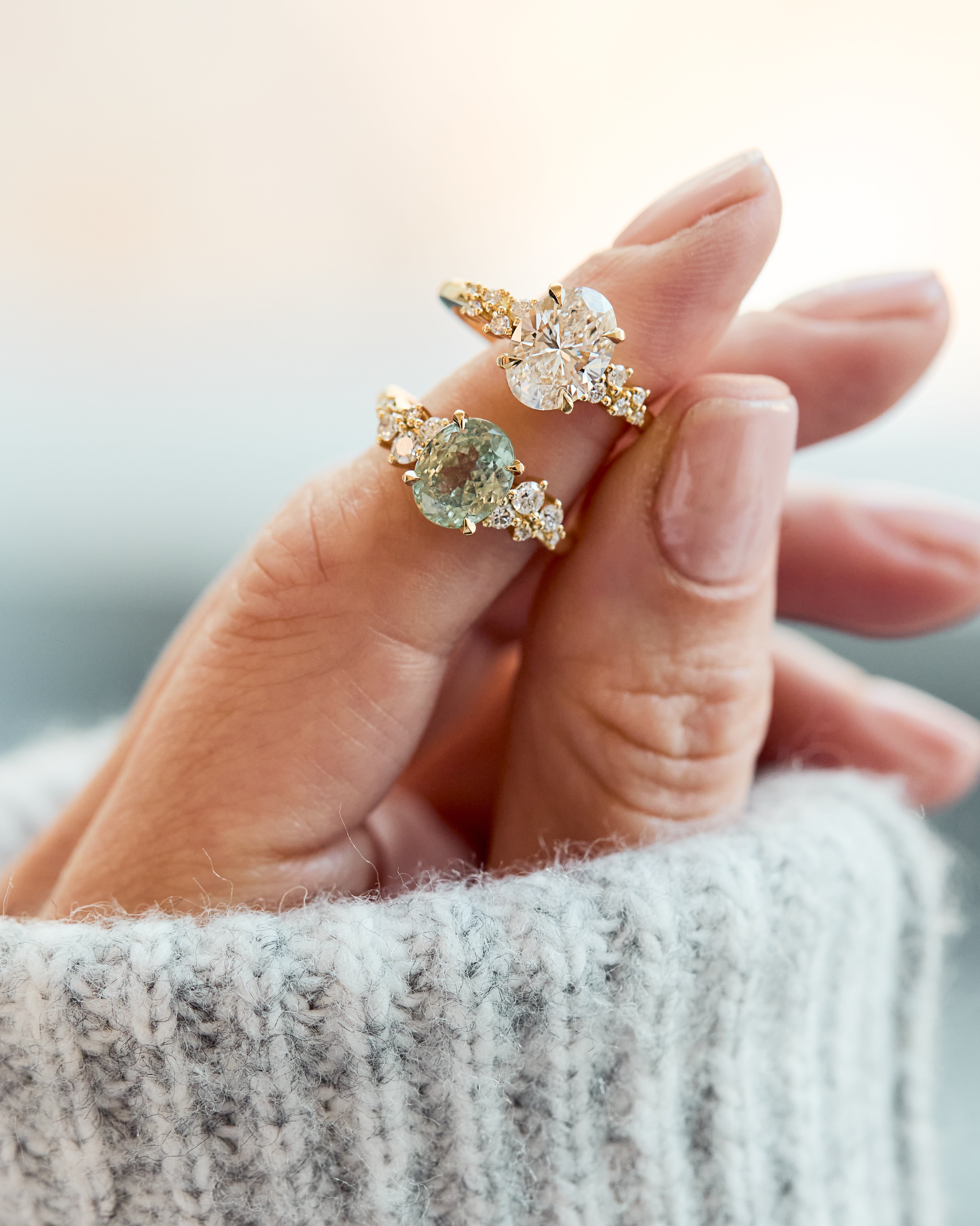 Lab-Grown Oval Diamond Yellow Gold Engagement Ring