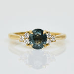 Oval Green Teal Sapphire Engagement Ring