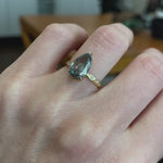 18ct yellow gold salt and pepper pear diamond engagement solitaire ring