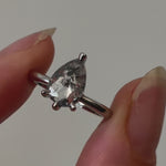 Platinum salt and pepper pear diamond engagement solitaire ring